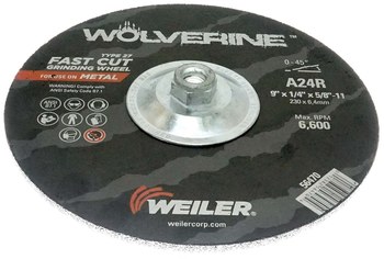 Weiler Wolverine Rueda esmeriladora de superficie 56470 - 9 pulg. - Óxido de aluminio - 24 - R