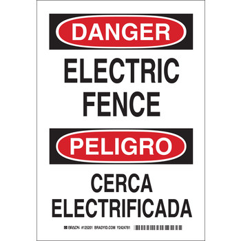 Imágen de Brady B-555 Aluminio Rectángulo Blanco Inglés/Español Cartel de seguridad eléctrica 125199 (Imagen principal del producto)