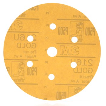 3M Hookit Recubierto Óxido de aluminio Amarillo Disco de velcro - Óxido de aluminio - 6 pulg. - P500 - Mediano - 01072