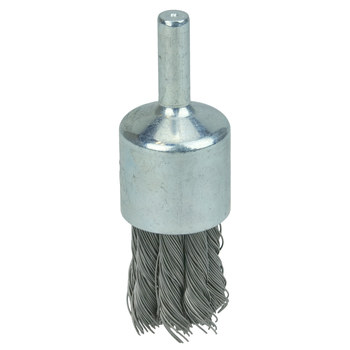 Weiler Steel Cup Brush - Unthreaded Stem Attachment - 3/4 in Diameter - 0.014 in Bristle Diameter - 10025