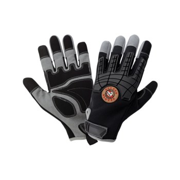 Global Glove Hot Rod Gloves HR8200 Gris/Negro Grande Cuero sintético Sintético Cuero sintético Guantes de mecánico - 810033-29086