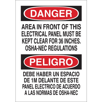 Imágen de Brady B-120 Poliéster reforzado con fibra de vidrio Rectángulo Blanco Inglés/Español Cartel de seguridad eléctrica 39576 (Imagen principal del producto)