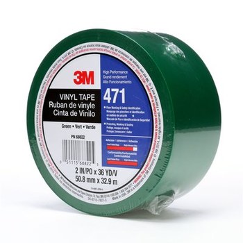 3M 471 Verde Cinta de marcado - 2 pulg. Anchura x 36 yd Longitud - 5.2 mil Espesor - Un solo lado Adhesiva - 68822