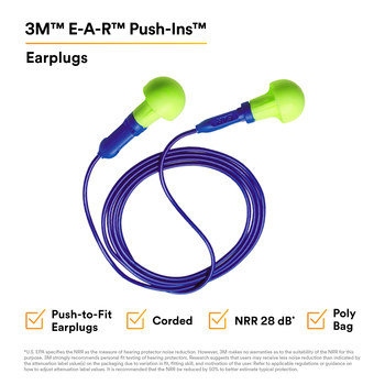 3M E-A-R Push-Ins Ear Plugs 18001 - Size Universal