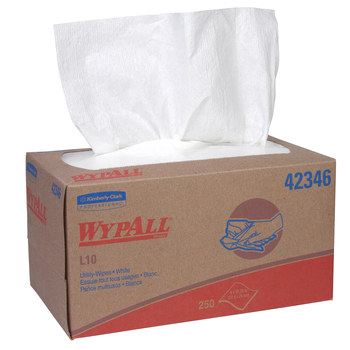 Kimberly-Clark WypAll L10 Blanco Fibra Toallita de limpieza - longitud total 9 pulg. - Ancho 10.25 pulg. - 42346