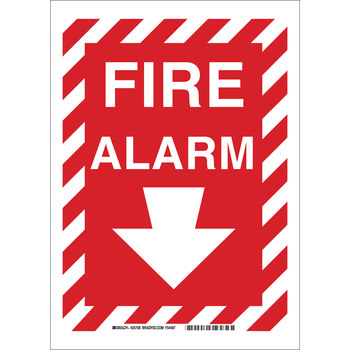 Imágen de Brady Bradyglo B-401 Poliesterino de alto impacto Rectángulo Rojo Inglés Cartel de alarma de incendios 122538 (Imagen principal del producto)