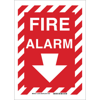 Imágen de Brady Bradyglo B-555 Aluminio Rectángulo Rojo Inglés Cartel de alarma de incendios 122429 (Imagen principal del producto)