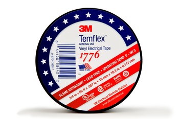 3M Temflex 1776 Negro Cinta aislante - 3/4 pulg. x 60 pies - Grosor 7 mil - 58442
