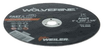 Weiler Wolverine Rueda de corte 56080 - Tipo 1 - Rueda recta - 4 pulg. - Óxido de aluminio - 60 - T