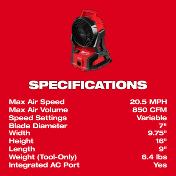 Milwaukee PAQUETE M18 7.1 pulg. Ventilador sin escobillas - 0818-20