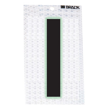 Imágen de Brady Negro sobre plateado Brillo en la oscuridad, Reflectante Interior/exterior Carta 3020-I Etiqueta en forma de letra (Imagen principal del producto)