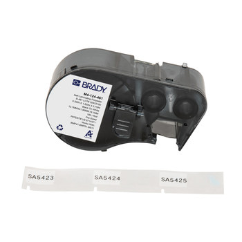 Brady M4-124-461 Etiquetas criogénicas autolaminadas - 1.65 pulg. x 0.5 pulg. - Poliéster - Negro sobre blanco, transparente - B-461