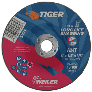Weiler Tiger Rueda de enganche 57074 - 4 pulg. - Óxido de aluminio - 24