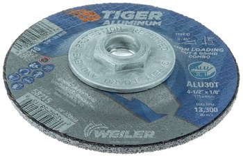 Weiler Tiger Aluminum Disco de corte y esmerilado 58216 - 4-1/2 pulg - A/O óxido de aluminio AO - 30 - T