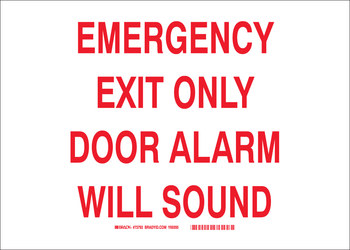 Imágen de Brady B-120 Poliéster reforzado con fibra de vidrio Rectángulo Blanco Inglés Cartel de salida de emergencia 73793 (Imagen principal del producto)
