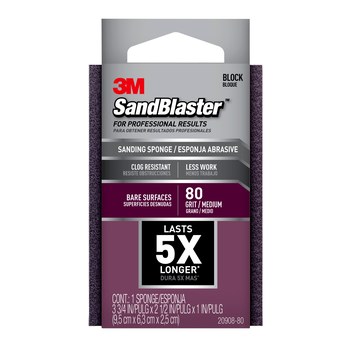 3M SandBlaster 50679 Esponja de lijado - 2 1/2 pulg. x 3 3/4 pulg. - 80 - Mediano - Óxido de aluminio