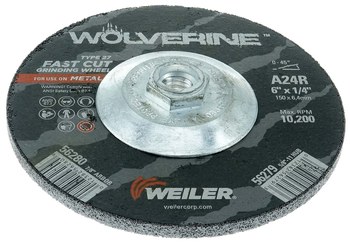 Weiler Wolverine Rueda esmeriladora de superficie 56279 - 6 pulg. - Óxido de aluminio - 24 - R