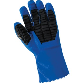 Global Glove FrogWear AV805 Azul Grande Nitrilo Guantes resistentes a productos químicos - Longitud 12 pulg. - 816679-01094