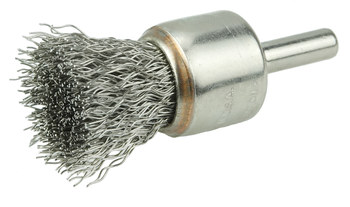 Weiler Acero inoxidable Cepillo de copa - Accesorio Vástago sin rosca - Diámetro 3/4 pulg. - Diámetro de la cerda 0.014 pulg. - Material de la copa: niquelado - 10376