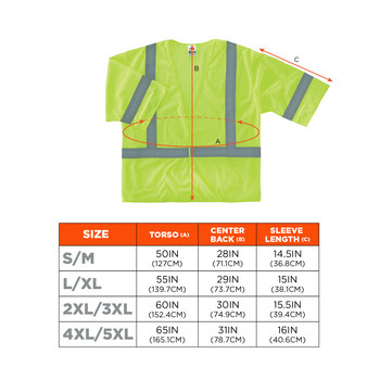Ergodyne Glowear 8310HL Chaleco de alta visibilidad 22025 - tamaño Grande/XG - Poliéster - Lima de alta visibilidad - ANSI clase 3