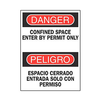 Imágen de Brady B-401 Poliestireno Rectángulo Blanco Inglés/Español Letrero de espacio restringido 39087 (Imagen principal del producto)