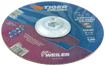 Weiler Tiger Ceramic Disco de corte y esmerilado 58324 - 9 pulg. - Cerámico - 30 - T