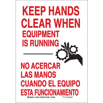 Imágen de Brady B-555 Aluminio Rectángulo Blanco Inglés/Español Cartel de seguridad del equipo 124019 (Imagen principal del producto)