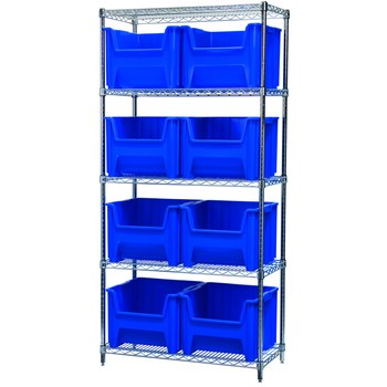 Imagen de Akro-mils AWS183613018 Stak-N-Store 2000 lb Ajustable Azul Cromo Acero Abierto Ajustable Sistema de estantería fijo (Imagen principal del producto)
