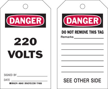 Imágen de Brady Negro/Rojo sobre blanco Laminado, Ojal de metal, Escribible Poliéster/papel 86481 Etiqueta de seguridad del equipo (Imagen principal del producto)