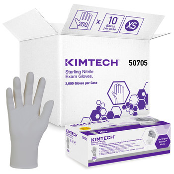 Ansell Kimtech Gris Extrapequeño Nitrilo Guantes desechables - Grado Examen médico - acabado Áspero - Longitud 9 pulg. - 036000-50705