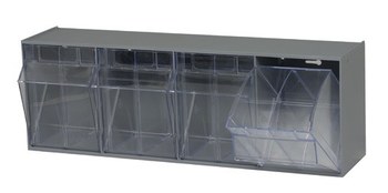 Imagen de Quantum Storage QTB304GY Gris Transparente Revestido en polvo Plástico Apilable Gabinete Gaveta Inclinable (Imagen principal del producto)