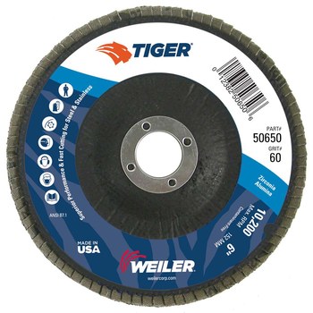 Weiler Tiger Tipo 29 - Zirconia - 6 pulg. - 60 - Mediano - 50650