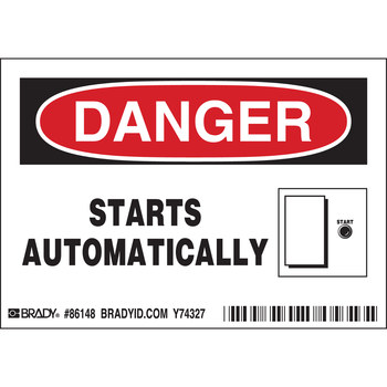 Imágen de Brady Negro/Rojo sobre blanco Laminado Poliéster 86148 Etiqueta de seguridad del equipo (Imagen principal del producto)