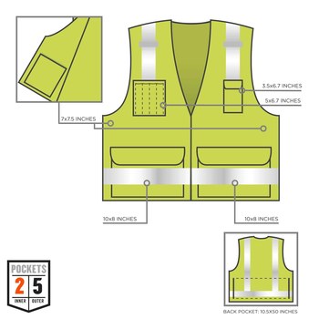Ergodyne Glowear 8250Z Chaleco de alta visibilidad 21429 - tamaño 4EG/5EG - Poliéster - Lima de alta visibilidad - ANSI clase 2
