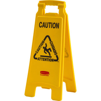 Imágen de Brady Polipropileno de alta densidad Forma en V Amarillo Inglés Cartel vertical de piso 104810, 92093 (Imagen principal del producto)