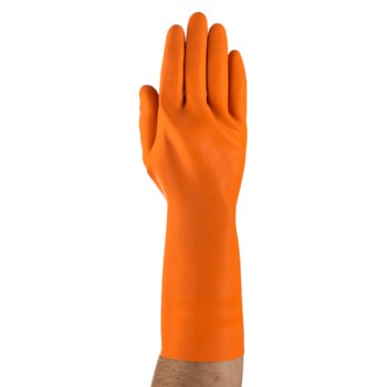 Ansell AlphaTec 87-208 Naranja 10 Látex No compatible Guantes resistentes a productos químicos - acabado Diamante incrustado - Longitud 13 pulg. - 076490-92087