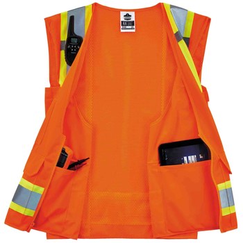 Ergodyne Glowear 8248Z Chaleco de alta visibilidad 24065 - tamaño Grande/XG - Poliéster - Naranja de alta visibilidad - ANSI clase 2