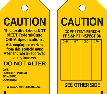 Imágen de Brady Negro sobre amarillo Ojal de metal, Autolaminados, Escribible Poliéster 86574 Etiqueta de seguridad del equipo (Imagen principal del producto)