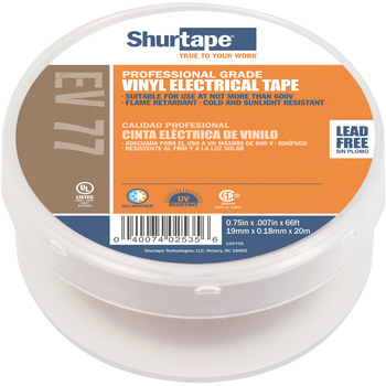Shurtape Marrón Cinta eléctrica - 3/4 pulg. Anchura x 66 pies Longitud - 7.0 mil Espesor - shurtape 104705