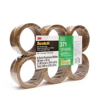 3M Scotch 371 Tostado Cinta de sellado de cajas - 48 mm Anchura x 50 m Longitud - 1.8 mil Espesor - 68801