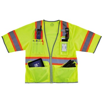 Ergodyne GloWear 8346Z Chaleco de alta visibilidad 24165 - tamaño Grande/XG - Poliéster - Lima - ANSI clase 3