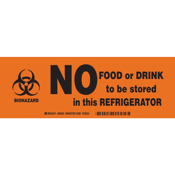 Imágen de Brady B-302 Poliéster Rectángulo Naranja Inglés Cartel de saneamiento de alimentos 20098KLS (Imagen principal del producto)
