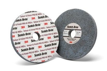 3M Scotch-Brite Rueda unificada cerámica mediana para desbarbado y acabado PRO DP-UW - Diámetro 6 pulg. - Agujero Central 1 pulg. - Grosor 1 pulg. - 65075