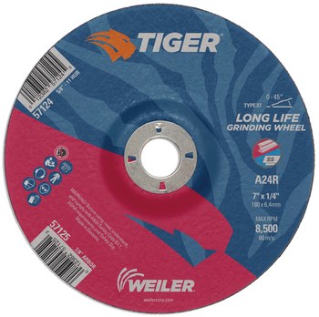Weiler Tiger Disco esmerilador 57125 - 7 pulg. - Óxido de aluminio - 24 - R