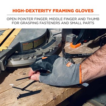 Ergodyne ProFlex Tena-Grip 720 Gris/Negro/Anaranjado Grande Espuma EVA/Cuero Sintético Espuma EVA/Cuero Guantes de trabajo - 720476-17114