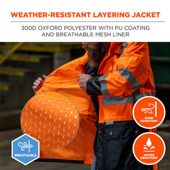 Ergodyne GloWear 8386 Chamarra para lluvia 25464 - tamaño Grande - Naranja