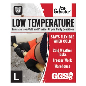 Global Glove Ice Gripster 338inT Negro/Naranja Grande Felpa Guantes resistentes a cortes - 338int lg