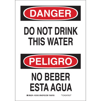 Imágen de Brady B-555 Aluminio Rectángulo Blanco Inglés/Español Cartel de saneamiento de agua 125184 (Imagen principal del producto)