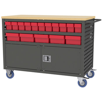 Imagen de Akro-mils MA4824CLD2RED 800 lb Carbón Revestido en polvo Acero Madera dura 16 ga Carro de estante con persianas (Imagen principal del producto)