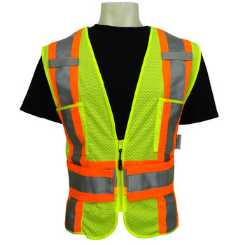 Imágen de Global Glove Frogwear GLO-002ADJ Lima/Naranja Grande Poliéster Malla Chaleco de alta visibilidad (Imagen principal del producto)